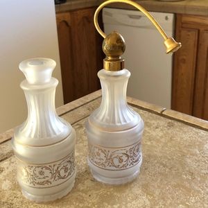 Vintage Empty  Irice Frosted Glass Perfume Set